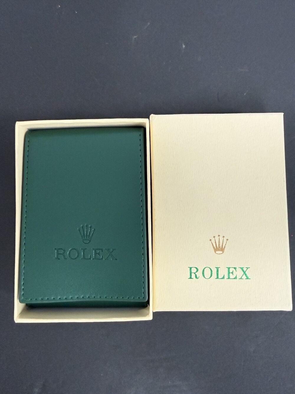 Rolex Green Leather Watch Travel Service Pouch Case w/ Original Box Genuine